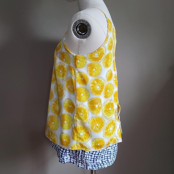 Anthropologie Lemon & Checks Swing Split Back Top - Picture 5 of 10